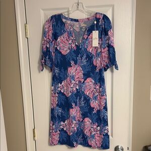 Lilly Pulitzer Vibrant Blue and Pink Midi Dress
